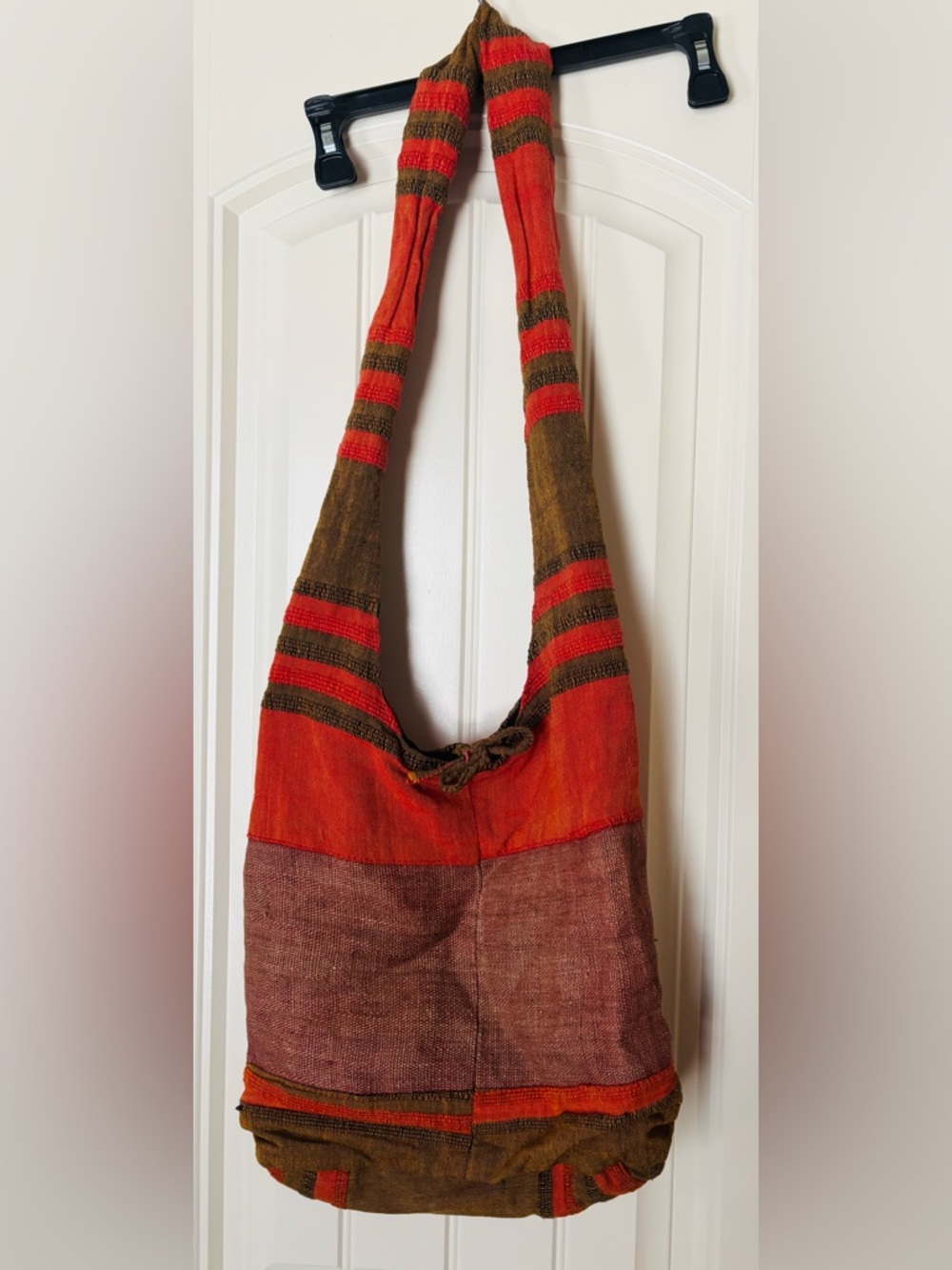Colorful striped hobo hippie bohemian bag orange color